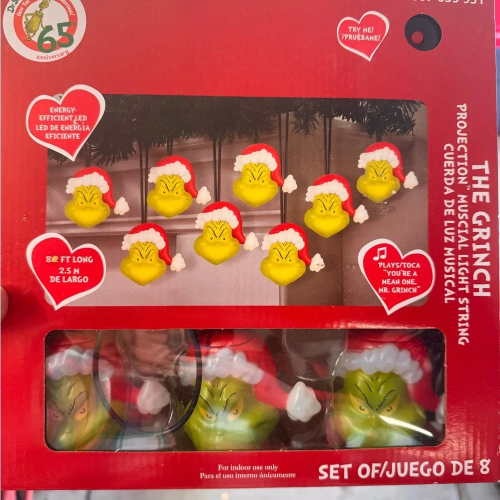 Grinch LED String Lights - Festive Red and Yellow
